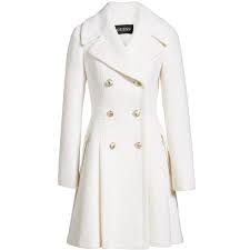 Black And White Coat Womens Women S Guess Double Breasted Wool Blend Coat 140 Liked On Polyvore Featuring Outerwear Coats Dress Coats For Women Coats For Women Military Style Coats