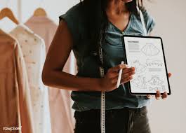 Download Premium Psd Of Fashion Designer Presenting Her Design On Digital In 2020 Fashion Design Fashion Brand Fashion Designer Studio