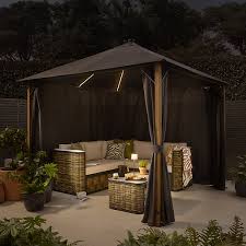GoodHome Gening Dark shadow Apex Quick pitch Square Gazebo tent (H) 2.86m  (W) 3m (D)