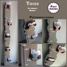 Toise En Bois La Famille Hiboux Tons Taupes Doux Personnalisable Projet De Chambre De Bebe Chambre Bebe Hibou Idees Deco Enfant