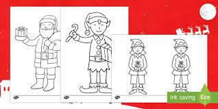 Coloring pages to print colouring pages coloring pages for kids coloring books kids coloring christmas elf christmas colors christmas presents christmas decorations. Santa And His Elves Colouring Page Teacher Made