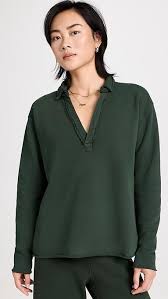 Frank & Eileen Women's Patrick Popover Henley, Evergreen, Green, XS at Amazon Women's Clothing store