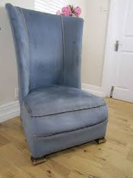 1930s Art Deco High Back Easy Bedroom Chair Blue Velvet Upholstery 1930s Art Deco Art Deco Deco