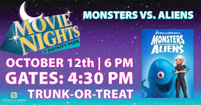 Trunk or Treat & Outdoor Movie Night – Monsters vs. Aliens
