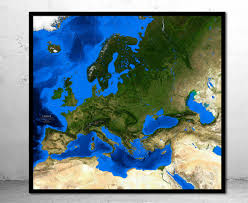 Bordering germany on a map 24; Europe Satellite Image Giclee Print Topography Bathymetry Photo Paper Canvas Metal Print