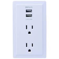 Southwire 2 4 Amp 2 Outlet 2 Usb Plug In Wall Charger 41230 The Home Depot In 2020 Usb Outlet Plugs Wall Charger Home Electrical Wiring