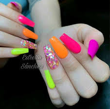 Polvo acrilico para uñas efecto neon oferta detal y mayor. Unas Neon Unas De Colores Unas Fosforescentes Unas Postizas De Gel