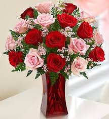 Shades Of Pink And Red Premium Long Stem Roses Long Stem Pink And Red Roses Accented B Valentine Flower Arrangements Valentines Flowers Flower Arrangements