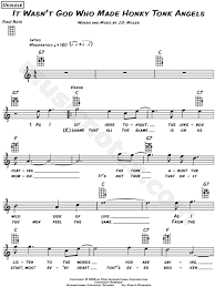 Kitty Wells It Wasn T God Who Made Honky Tonk Angels Sheet Music Leadsheet In C Major Download Print Sku Mn0094868
