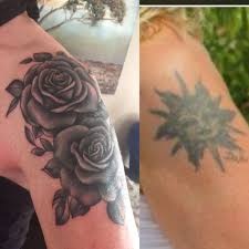 Before And After Shoulder Tattoo Cover Up Tattoo Rose Tattoo Cover Tattoo Cover Up Tattoos Shoulder Tattoo