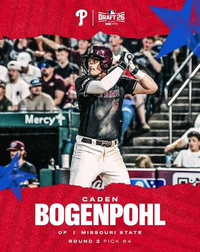 With the 64th pick of the 2026 MLB Draft, the Phillies have selected OF Caden  Bogenpohl!