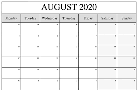 August 2020 Calendar Printable Calendar Printables Printable Calendar Time Management Printable