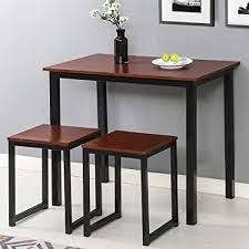 At lowe's, we have a variety of dining room sets, ranging in seating capacity, style and more. Buy Homury Modern Wood 3 Piece Dining Set Studio Collection Soho Dining Table With Two Stools Home Kitchen Breakfast Table Online In Uae B07wnq1cdz