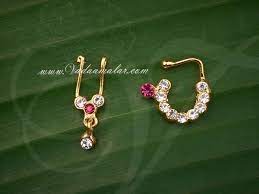 Small Size White And Pink Stone Traditional Indian Nose Ring Nath Bullak Nose Jewelry Gold Jewelry Fashion Indian Nose Ring