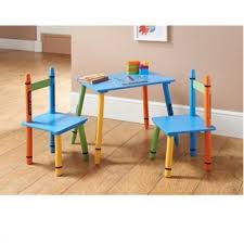Solid Wood Fun Crayon Themed Set Set Includes 1 Table And 2 Chairs Table W55 X D33 X H41cm Ebay Toddler Chair Kids Table And Chairs Kids Furniture