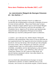 Ça fait du bien de regarder une série qui ne manque pas de suspens mais qui se détache des enquêtes musclées et basées sur les recherches scientifiques. Doc Le Commissaire Maigret De Georges Simenon Et Les Autres Tdm 2017 N 27 Therese Malachy Academia Edu