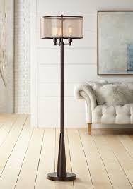Franklin Iron Works Rustic Floor Lamp 3 Light Oiled Bronze Metal Brown Sheer Shade Led Edison Bulbs For Living Room Bedroom Walmart Com Walmart Com