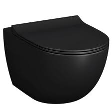 Cuvette profonde pratique et toilette suspendu. Cuvette Wc Suspendue Sans Bride Avec Abattant Frein De Chute Noir Mat