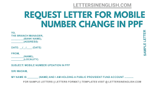 If both addresses or contact details need to all other account holders may need to update their address separately. Request Letter For Mobile Number Change In Ppf Account Letters In English