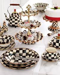 Black And White Teapot On Kardashians Courtly Check Dinnerware Neiman Marcus I Would Like The Tea Kettle In The Larger Size I Think There S Mackenzie Childs Dinnerware Courtly Check