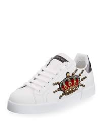 Black And Silver Dolce Gabbana Sneakers Dolce Gabbana Men S Crown Applique Leather Low Top Sneakers Dolcegabbana Shoes Dolce And Gabbana Man Top Sneakers Dolce And Gabbana