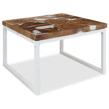 244554 Table Basse Vidaxl En Bois De Teck Et Resine 60x60x40 Cm 60x60x40 Basse Bois Cm De En Resine Table Table Basse Teck Table Basse Salon En Bois
