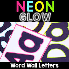 Neon Word Wall Letters Abc Alphabet Cards For Pocket Chart Neon Brights