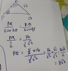 3 sqrt 2 cm 14. Diketahui Segitiga Pqr Dengan Besar Sudut P 45o Sudut R 30o Dan Panjang Sisi Qr 16 Cm Brainly Co Id