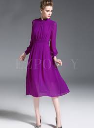 Purple Brief The Waist A Line Dress Simple Dresses Cute Dresses For Work Simple Dress Casual