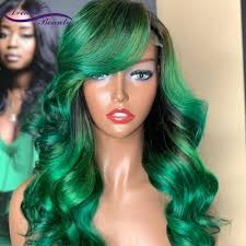 Green Wave Lace Front Human Hair Wigs for Women Hu