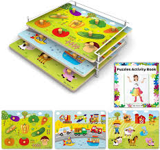 For interactive learning & fun, shop online for our cheap range of baby and toddler toys from our baby ball pond to brick by brick soft building blocks. Buy Toyventive Wooden Peg Toddler Puzzles For Kids 3 Pack Wood Baby Puzzles For Toddlers 1 3 With Storage Holder Organizer Puzzle Rack Vehicle Animals Fruit Online In Indonesia B08922h8xz