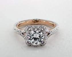 14k White Gold And Rose Gold Couture Engagement Ring By Verragio Unique Diamond Engagement Rings Morganite Engagement Ring Rose Gold Flower Diamond Engagement Ring