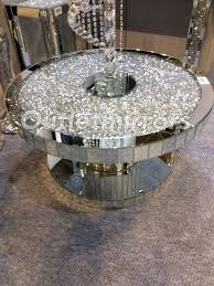 55 downing street fara 35 1/2 wide gold leaf round coffee table. New Diamond Crush Sparkle Crystal Round Mirrored Coffee Table Out Of Stock For 12 Weeks