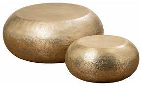 Made of solid acacia wood, the graphite finish accentuates the natural grain. 2 Piece Grand Tour Golden Hammered Metal Tables Contemporary Coffee Table Sets By Whole House Worlds Houzz