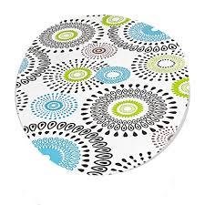 A good table cloth not only. Home Bargains Plus Whimsy Circle Contemporary Print Indoor Outdoor Vinyl Flannel Backed Fitted Tablecloth Fits Table To 42 Inch Round Buy Online In Brunei At Brunei Desertcart Com Productid 57854345