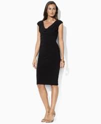 Lauren Ralph Lauren Cap Sleeve Drape Neck Sheath Dress Dresses Women Macy S Little Black Dress Ralph Lauren Cap Black Sheath Dress