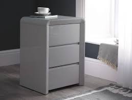 Two beautiful dark bedside tables, one opens right and one opens left. Ice High Gloss 3 Drawer Bedside Grey Time4sleep