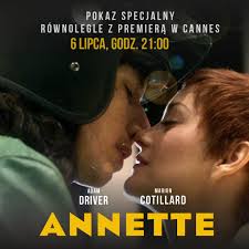 ✅ Leos Carax na fotelu reżysera., ✅ Marion Cotillard i Adam Driver przed  kamerą., ✅ Wszystko to zebrane w formę musicalu!, 🔥 "ANNETTE"