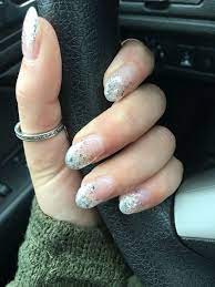 Round Silver Glitter Acrylic Nails Rounded Acrylic Nails Silver Nails Round Nails