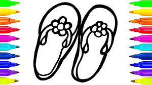 Download and print these printable flip flops coloring pages for free. Flip Flops Coloring And Drawing For Kids And Toddlers Learn Colors Decorate By Glitter Youtube