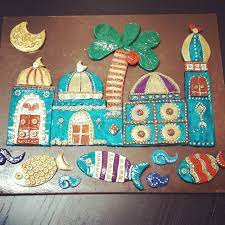 اخر اعمالي بعد انقطاع طويل عن عملي بالصلصال خزفي خزفيات خزف صلصال صلصال حراري صلصالي جدارية art for kids arts and crafts for kids moroccan art