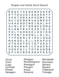 2d and 3d shapes word search puzzle