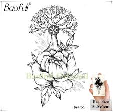 Custom framing & photo gifts. Baofuli Geometric Rose Black Flower Temporary Tattoo Chains Painting Art Tatto Fake Wreath Tattoo Leaves Body Women Girls Temporary Tattoos Aliexpress