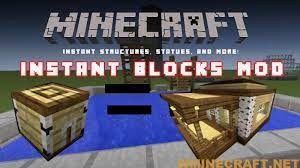 I dont like tmi so i made this. Instant Blocks Mod 1 12 2 1 7 10 For Minecraft Instant Structures Statues