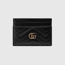 New (never used), beautiful pink gucci credit card holder in box recently received as a gift new already have one!. Kartenetui Gg Marmont In Schwarzes Leder Gucci De
