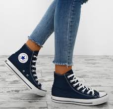 Black And Blue Converse High Tops Navy High Top Converse In 2020 Navy Converse High Tops Blue High Tops Converse High Tops