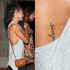 It is a tattoo of an angel tattooed across his entire back along with flames. Jessica Szohr S 13 Tattoos Meanings Steal Her Style