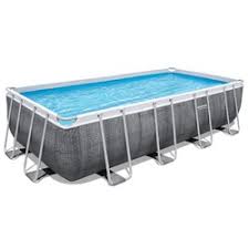 Detachable Rectangular Tubular Pool Bestway Power Steel Rattan With Water Treatment Plant 488x244x122 Cm Brycus