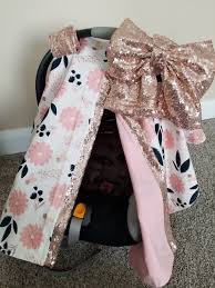 Car Seat Canopy Elegant Cream Navy Blush Rose Gold Carseat Cover With Large Bow Carseat Canopy Car Seats Carseat Cover Carseat Canopy