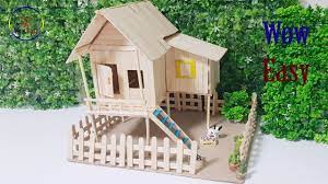Easy Diy Miniature House From Ice Cream Stick Craft Popsicle Stick Hou Popsicle Stick Houses Craft Stick Crafts Ice Cream Stick